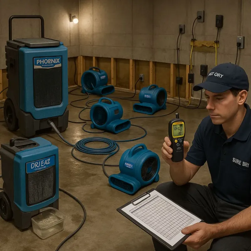 Structural Drying and Dehumidification process in Parkland, WA